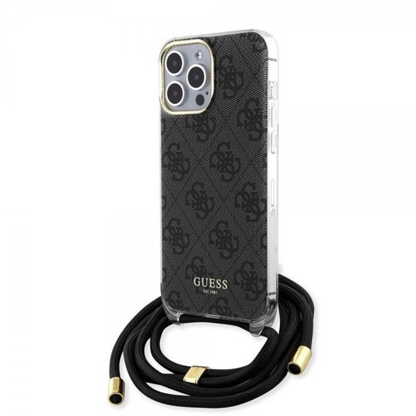 Guess iPhone 15 Pro Deksel Crossbody Cord Svart