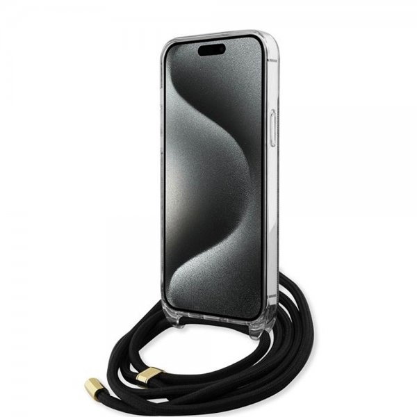 Guess iPhone 15 Pro Deksel Crossbody Cord Svart