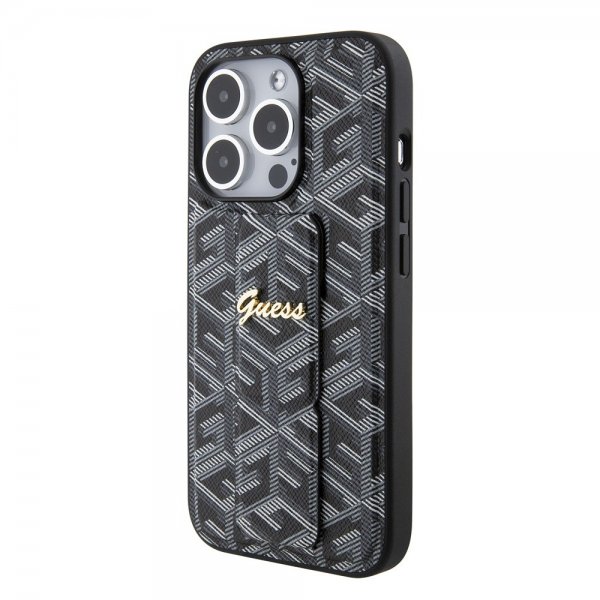 Guess iPhone 15 Pro Deksel G Cube Grip Stand Svart