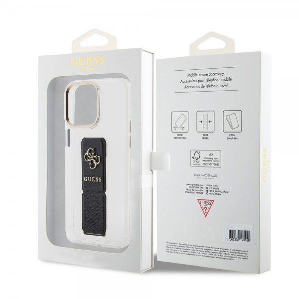 Guess iPhone 15 Pro Deksel Grip Stand Clear Transparent