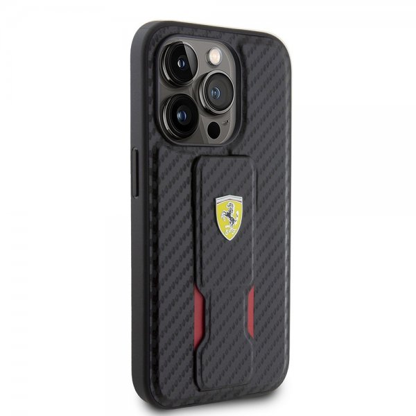 Ferrari iPhone 15 Pro Deksel Grip Stand Function Svart