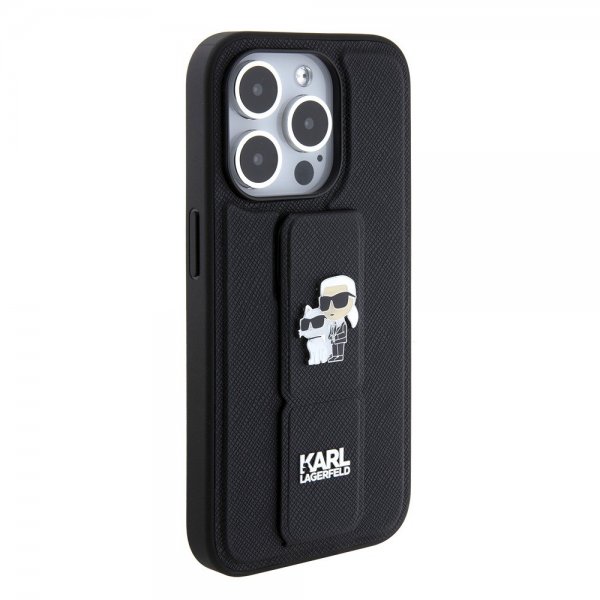 Karl Lagerfeld iPhone 15 Pro Deksel Grip Stand Function Svart