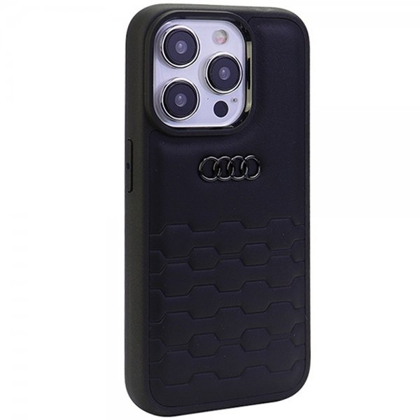 Audi iPhone 15 Pro Deksel GT Synthetic Leather Svart