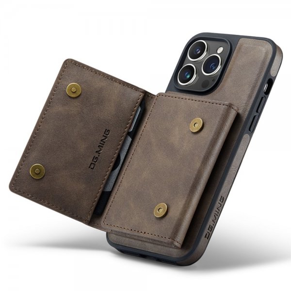 Dg.Ming iPhone 15 Pro Deksel M5 Series Avtakbart Kortholder Kaffe