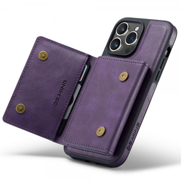 Dg.Ming iPhone 15 Pro Deksel M5 Series Avtakbart Kortholder Lilla
