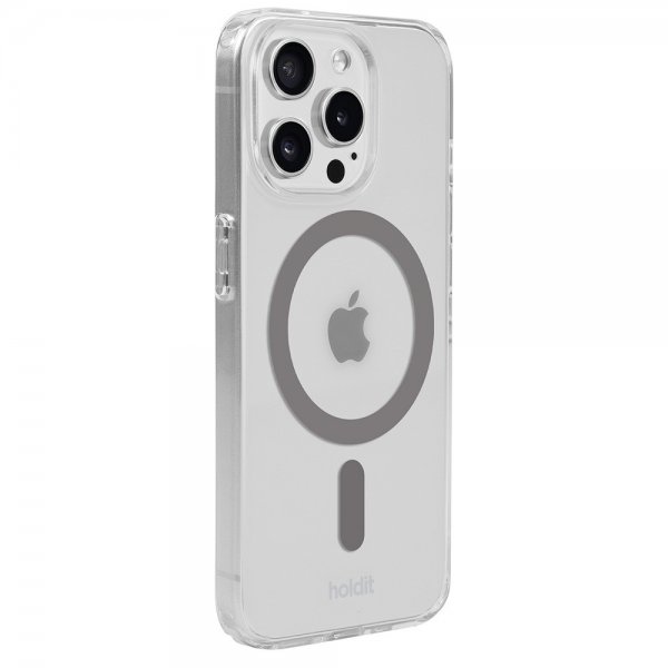 holdit iPhone 15 Pro Deksel MagSafe Case Space Gray Transparent
