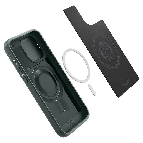 Spigen iPhone 15 Pro Deksel Optik Armor MagFit Abyss Green