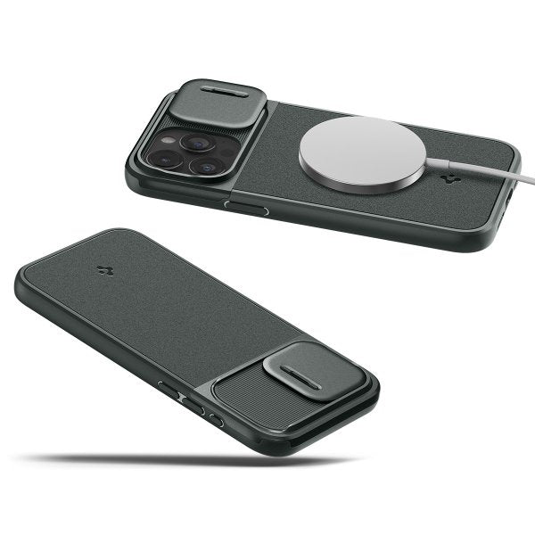 Spigen iPhone 15 Pro Deksel Optik Armor MagFit Abyss Green