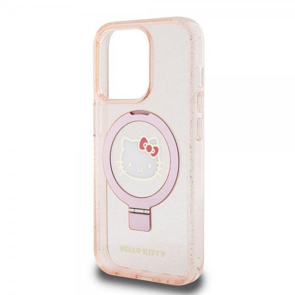 Hello Kitty iPhone 15 Pro Deksel Ring Stand MagSafe Rosa