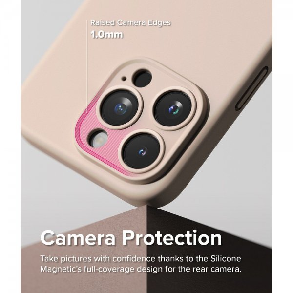 Ringke iPhone 15 Pro Deksel Silicone Magnetic Pink Sand