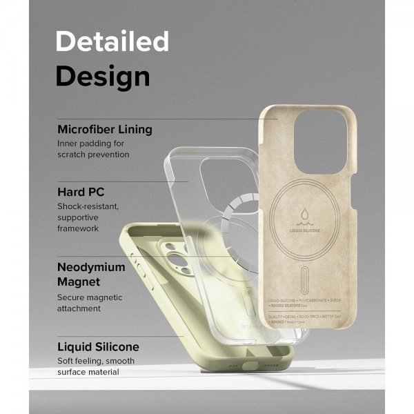 Ringke iPhone 15 Pro Deksel Silicone Magnetic Sunny Lime