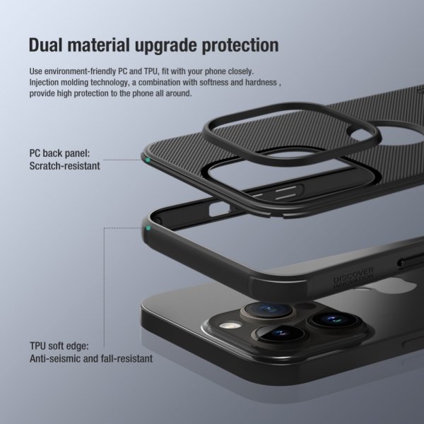 Nillkin iPhone 15 Pro Deksel Super Frosted Shield Pro Logo Hole Blå