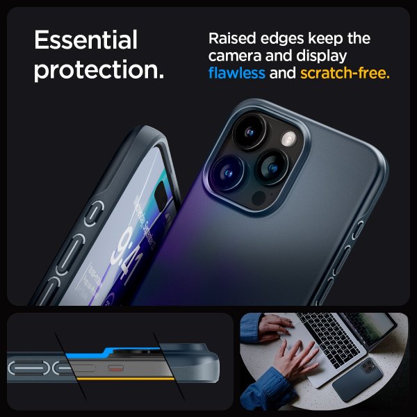 Spigen iPhone 15 Pro Deksel Thin Fit Metal Slate