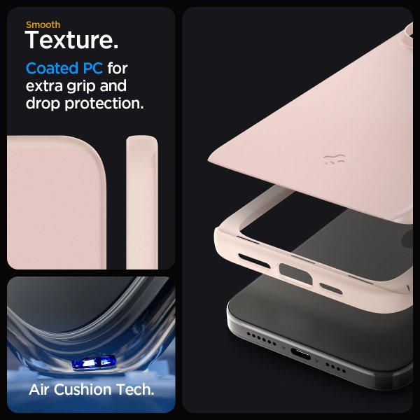 Spigen iPhone 15 Pro Deksel Thin Fit Pink Sand
