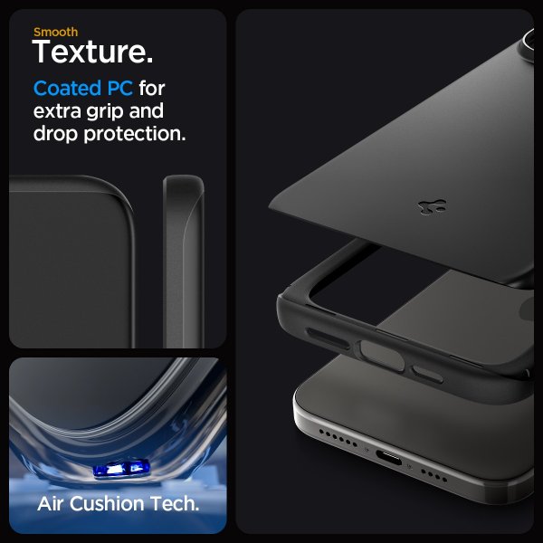Spigen iPhone 15 Pro Deksel Thin Fit Svart