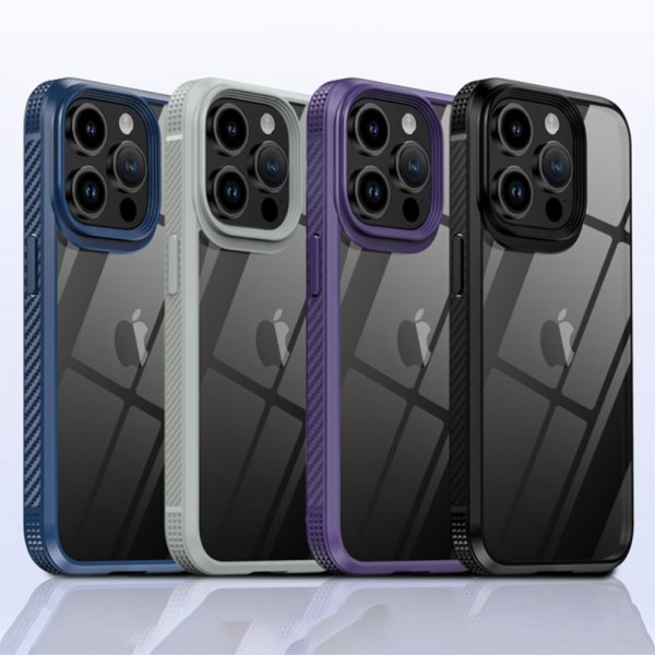 Ipaky iPhone 15 Pro Deksel Gjennomsiktig Bakside Blå