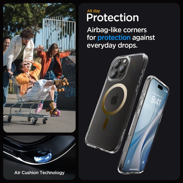 Spigen iPhone 15 Pro Deksel Ultra Hybrid MagFit Gull