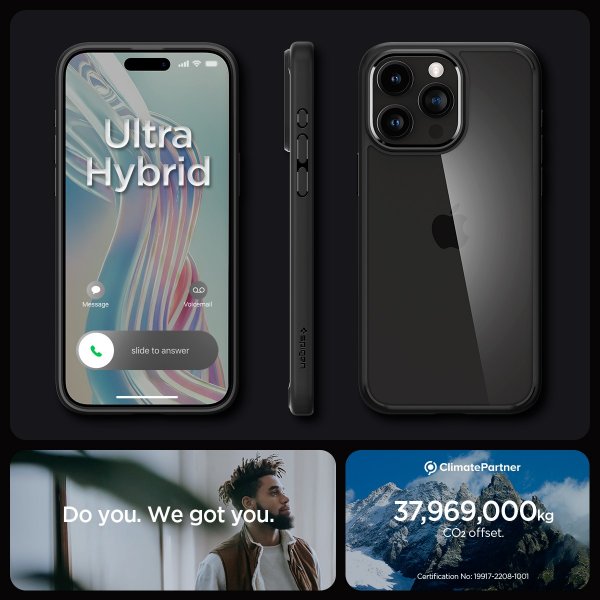 Spigen iPhone 15 Pro Deksel Ultra Hybrid Matte Matte Black