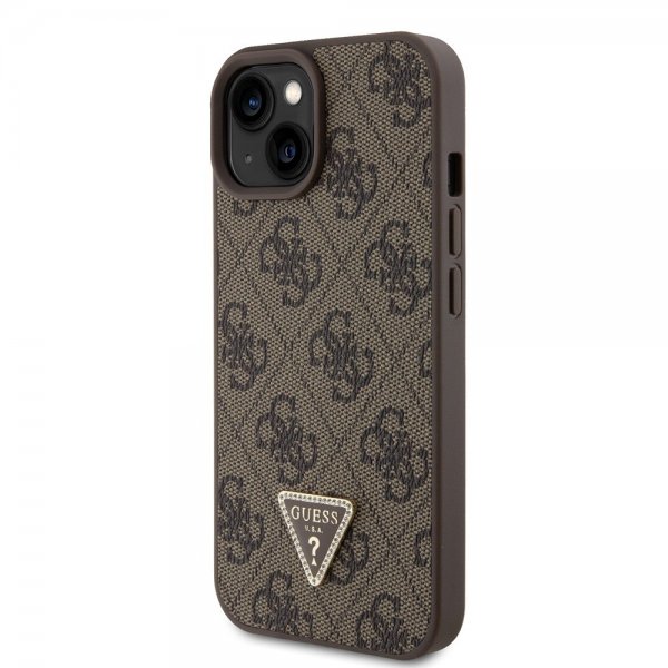 Guess iPhone 15 Deksel 4G Metal Triangle Strass Brun