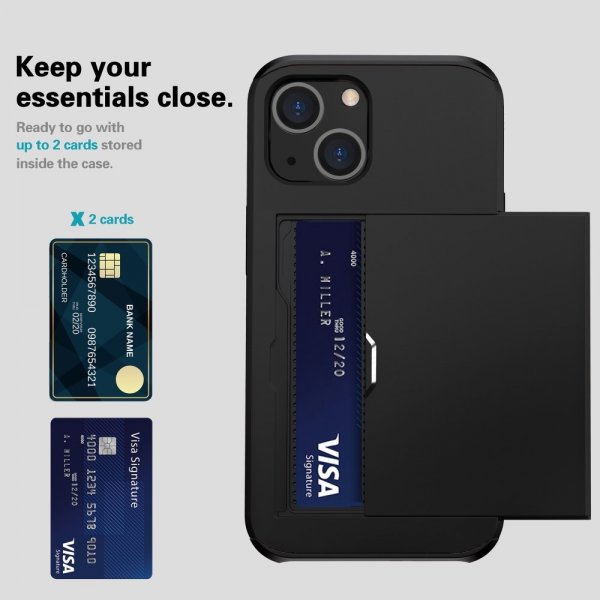 iPhone 15 Deksel Card Slide Svart