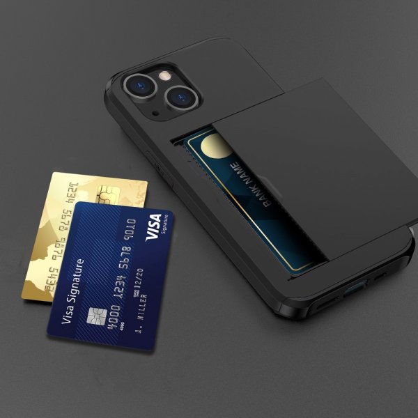 iPhone 15 Deksel Card Slide Svart