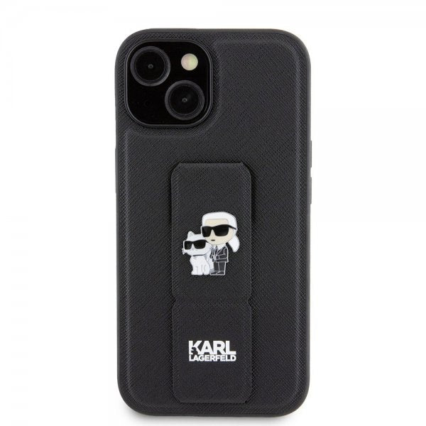 Karl Lagerfeld iPhone 15 Deksel Grip Stand Function Svart