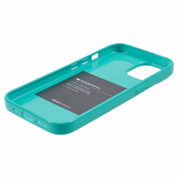 Mercury iPhone 15 Deksel Jelly Glitter Cyan