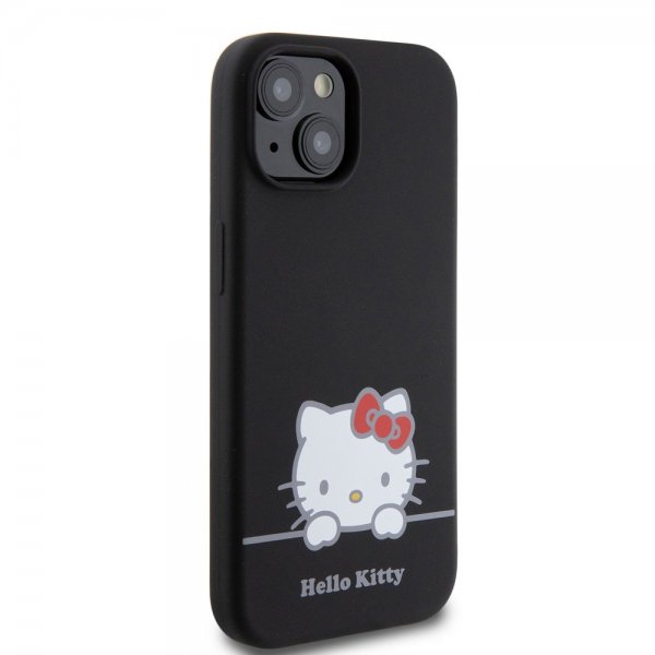 Hello Kitty iPhone 15 Deksel Liquid Silicone Svart