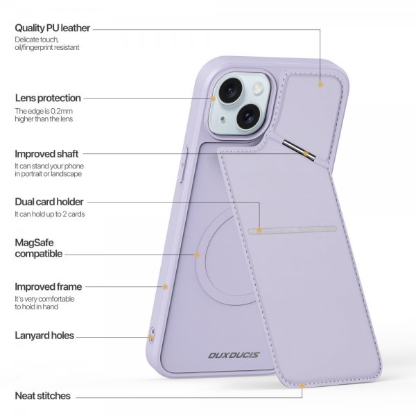Dux Ducis iPhone 15 Deksel Rafi II Series MagSafe Lilla