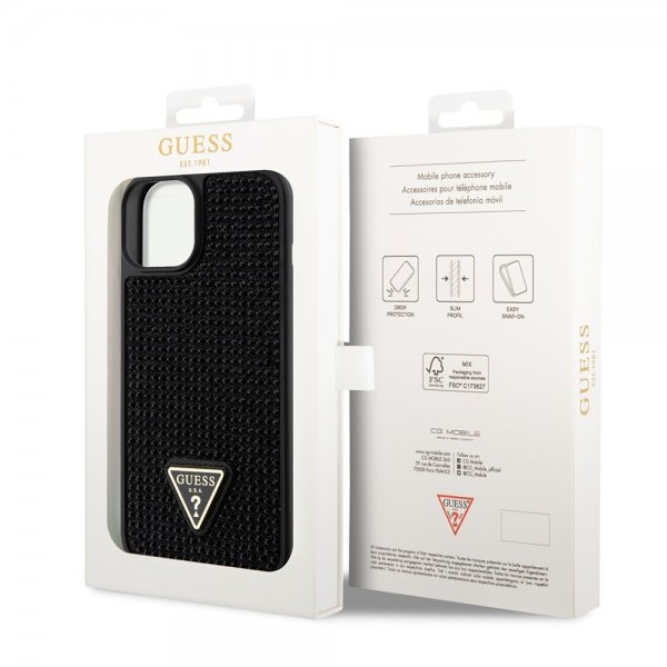 Guess iPhone 15 Deksel Rhinestone Svart