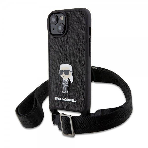 Karl Lagerfeld iPhone 15 Deksel Saffiano Crossbody Svart