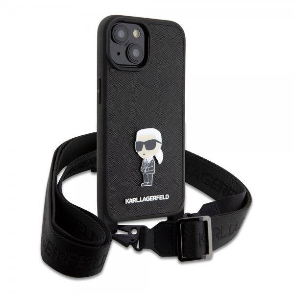 Karl Lagerfeld iPhone 15 Deksel Saffiano Crossbody Svart