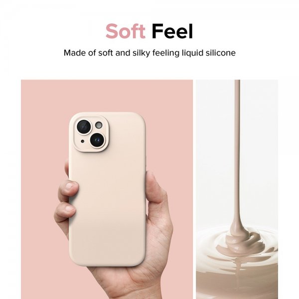 Ringke iPhone 15 Deksel Silicone Magnetic Pink Sand