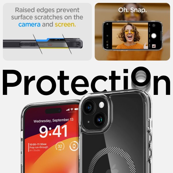 Spigen iPhone 15 Deksel Ultra Hybrid MagFit Carbon Fiber