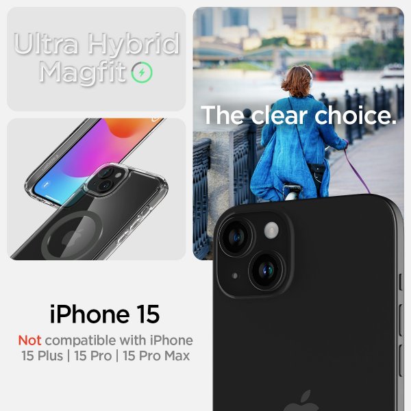Spigen iPhone 15 Deksel Ultra Hybrid MagFit Graphite