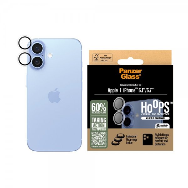 PanzerGlass iPhone 16/iPhone 16 Plus Kamerabeskytter Hoops Transparent