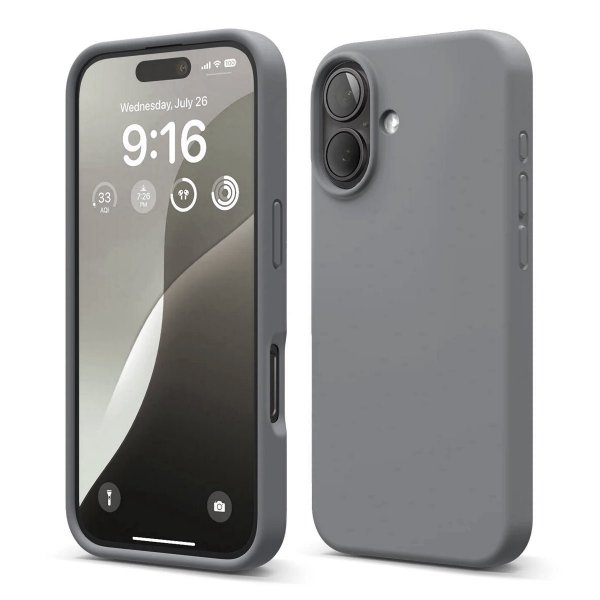 Rvelon iPhone 16 Deksel Silikon Grå