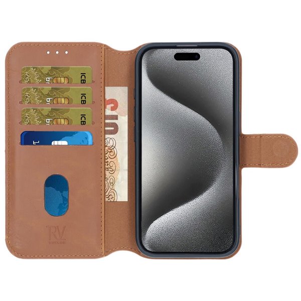 Rvelon iPhone 16 Etui Detachable Wallet Case Brun