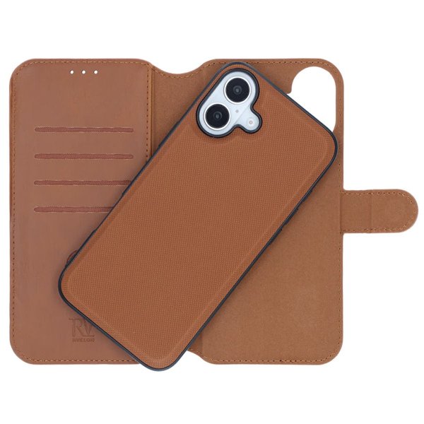 Rvelon iPhone 16 Etui Detachable Wallet Case Brun