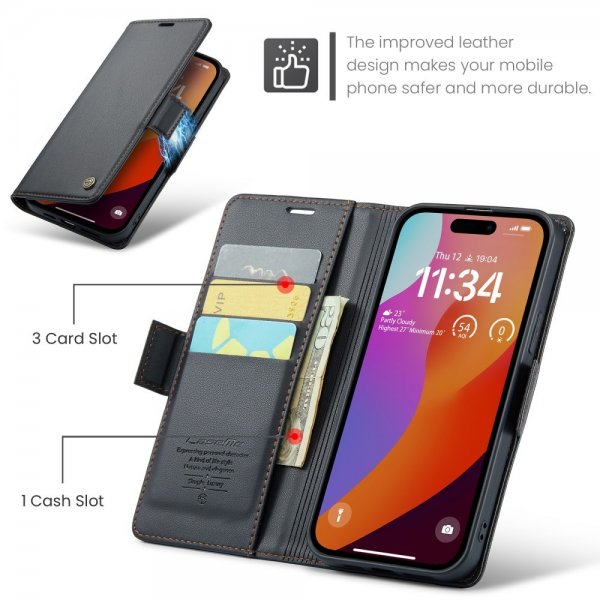 CaseMe iPhone 16 Pro Etui 023 Series Svart