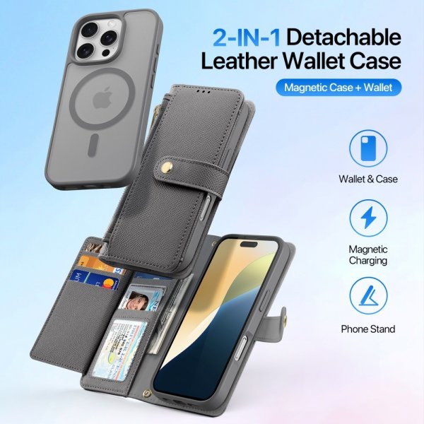 Dux Ducis iPhone 16 Pro Etui 2-in-1 Lawa Series MagSafe Grå