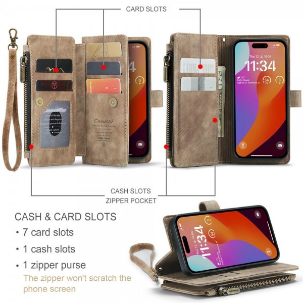 CaseMe iPhone 16 Pro Etui C30 Series Brun