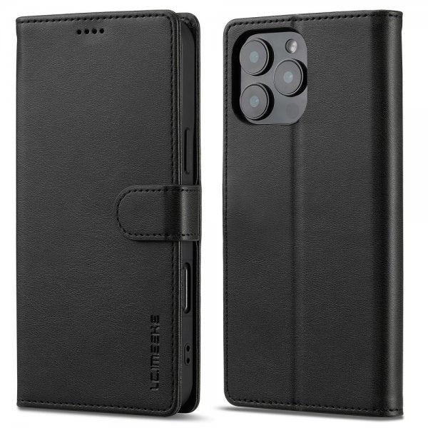 Lc.Imeeke iPhone 16 Pro Etui med Kortlomme stativfunksjon Svart