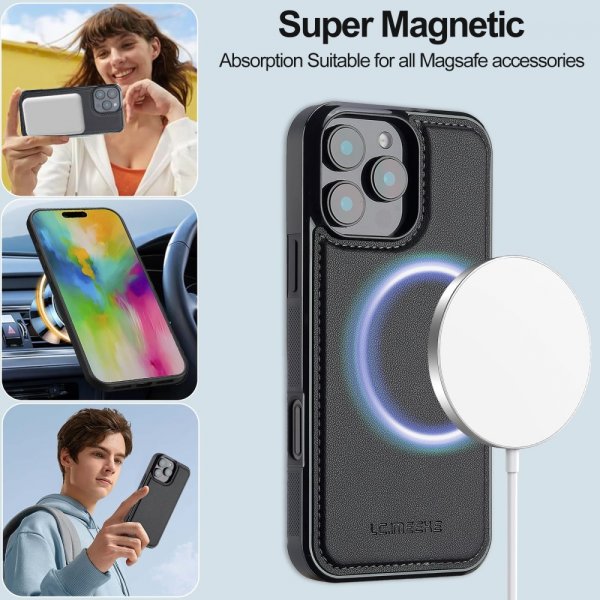 Lc.Imeeke iPhone 16 Pro Etui Avtagbart Deksel L2 Series MagSafe Svart