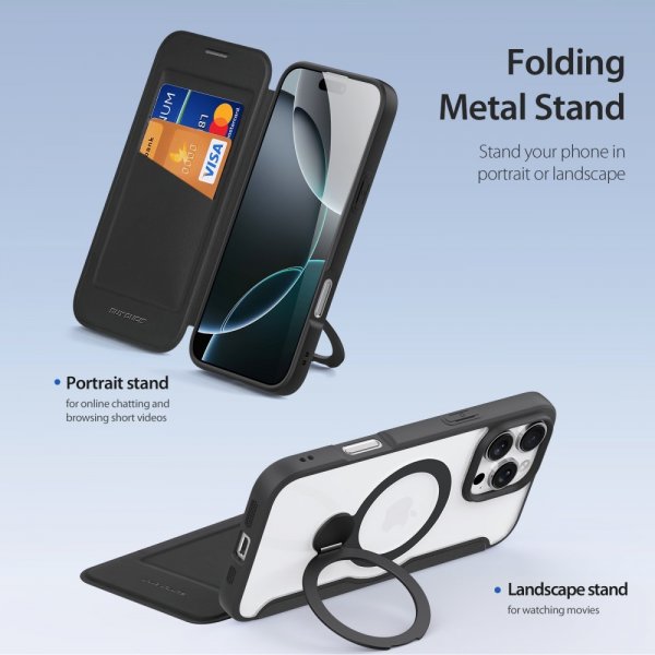 Dux Ducis iPhone 16 Pro Etui Skin X Pro Series Kickstand MagSafe Svart