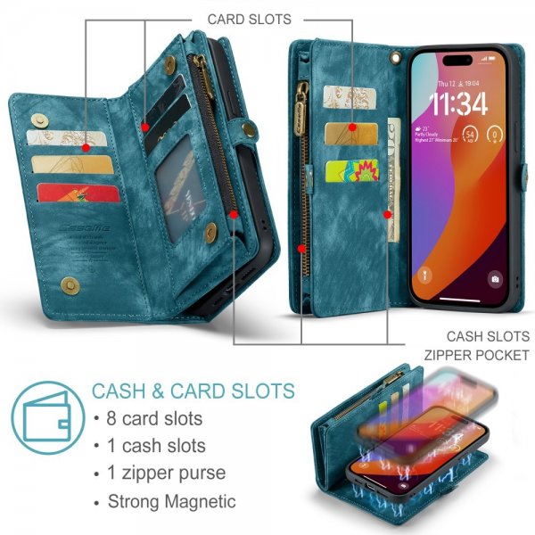 CaseMe iPhone 16 Pro Max Etui 008 Series Avtakbart Deksel Blå