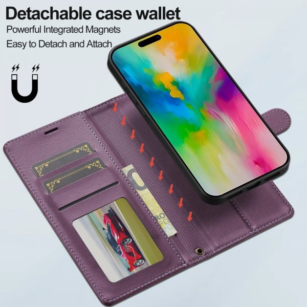 Lc.Imeeke iPhone 16 Pro Max Etui Avtagbart Deksel L2 Series MagSafe Lilla