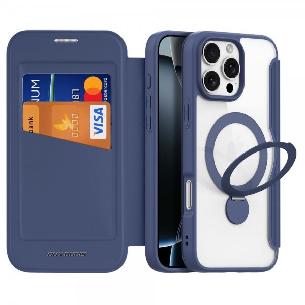 Dux Ducis iPhone 16 Pro Max Etui Skin X Pro Series Kickstand MagSafe Blå