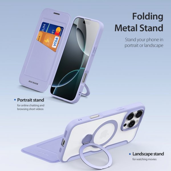 Dux Ducis iPhone 16 Pro Max Etui Skin X Pro Series Kickstand MagSafe Lilla