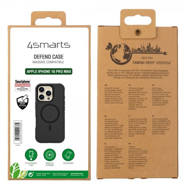 4smarts iPhone 16 Pro Max Deksel Defend Etui Ultimag Svart